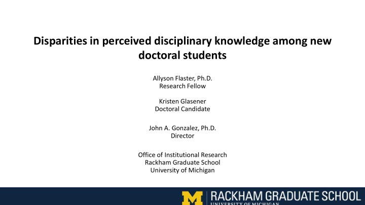 disparities in perceived disciplinary knowledge among new