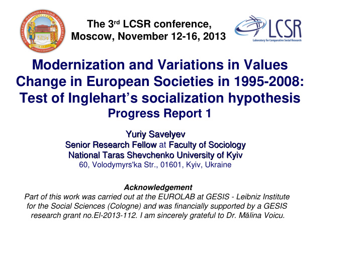 modernization and variations in values change in european