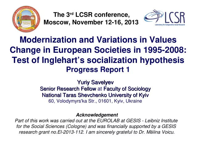 modernization and variations in values change in european