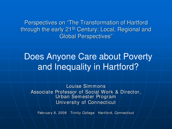 does anyone care about poverty and inequality in hartford