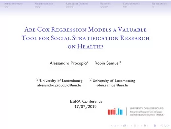 Are Cox Regression Models a Valuable  Tool for Social Stratification Research  on Health?