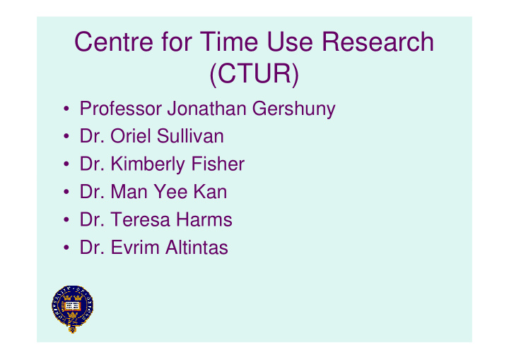 centre for time use research ctur