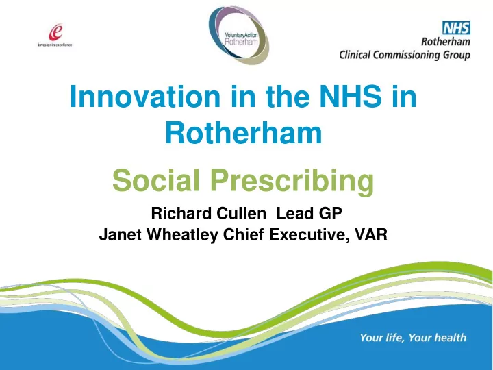 innovation in the nhs in rotherham social prescribing