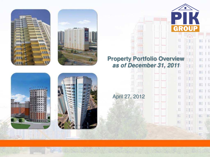 property portfolio overview as of december 31 2011