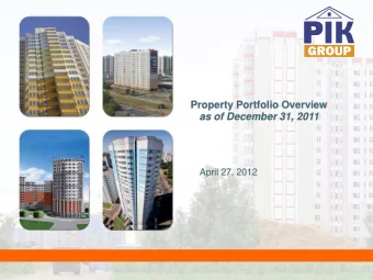 Property Portfolio Overview  as of December 31, 2011  April 27, 2012  Disclaimer  By attending the