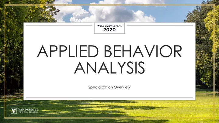 applied behavior analysis