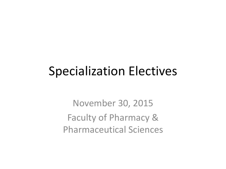 specialization electives