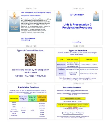 New Jersey Center for Teaching and Learning  AP Chemistry  Progressive Science Initiative  This