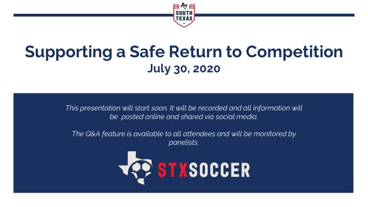 supporting a safe return to competition
