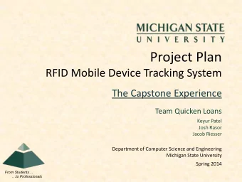 Project Plan  RFID Mobile Device Tracking System  The Capstone Experience  Team Quicken Loans