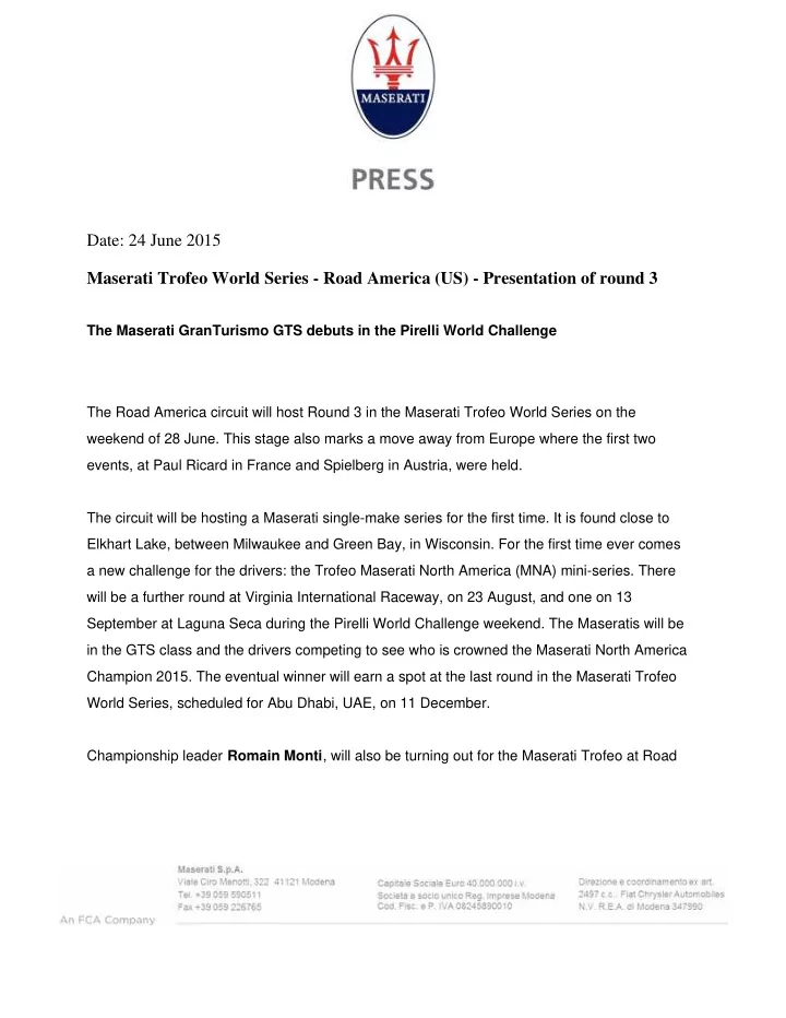 date 24 june 2015 maserati trofeo world series road