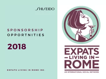 2018 E X P A T S L I V I N G I N R O M E I N C . THE LEADING INTERNATIONAL SOCIAL  I N T R O D U C