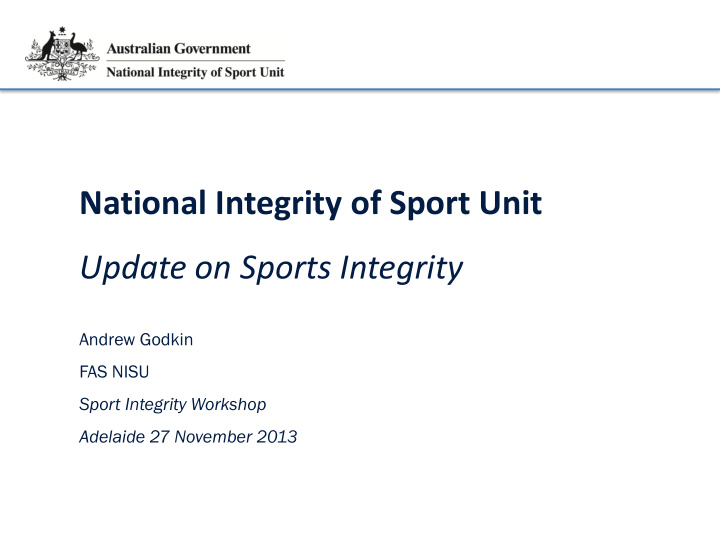 update on sports integrity