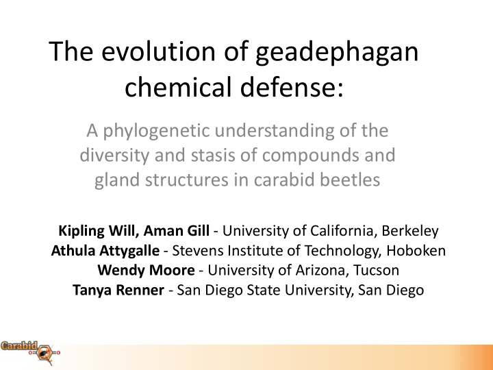 the evolution of geadephagan chemical defense