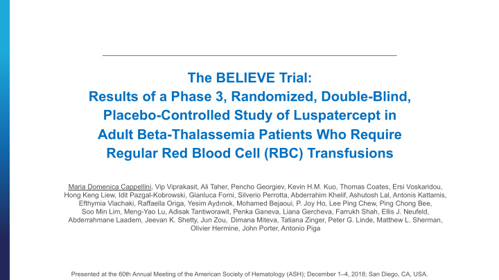 the believe trial results of a phase 3 randomized double