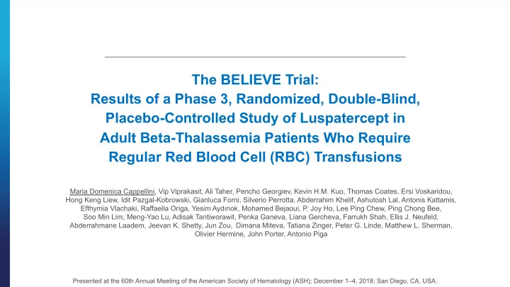 the believe trial results of a phase 3 randomized double
