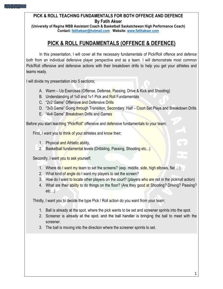 pick roll fundamentals offence defence