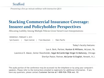 Stacking Commercial Insurance Coverage:  Insurer and Policyholder Perspectives  Allocating