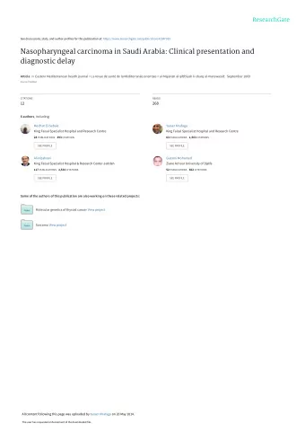 Nasopharyngeal carcinoma in Saudi Arabia: Clinical presentation and  diagnostic delay Article in