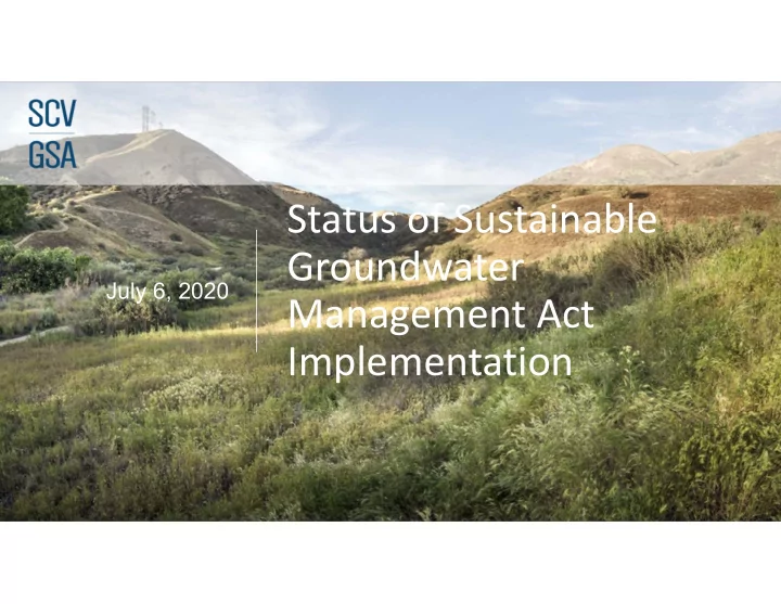 status of sustainable groundwater