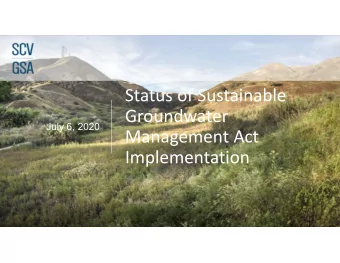 Status of Sustainable  Groundwater  July 6, 2020  Management Act  Implementation  Technical