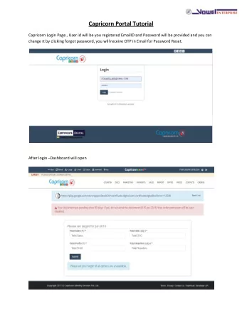 Capricorn Portal Tutorial  Capricorn Login Page , User id will be you registered EmailID and