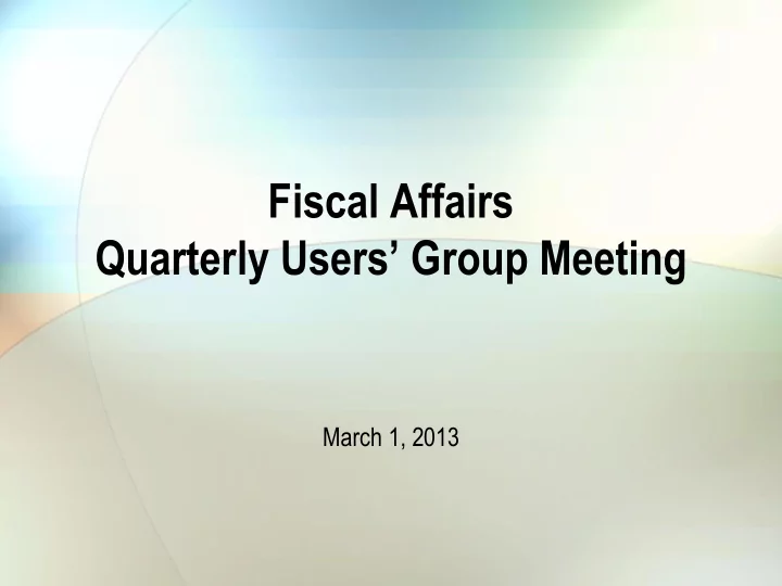 fiscal affairs