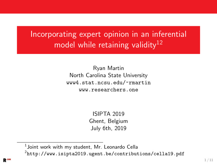 incorporating expert opinion in an inferential