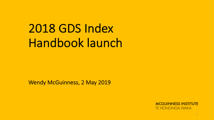 2018 g 2018 gds ds in index handbook launch ch