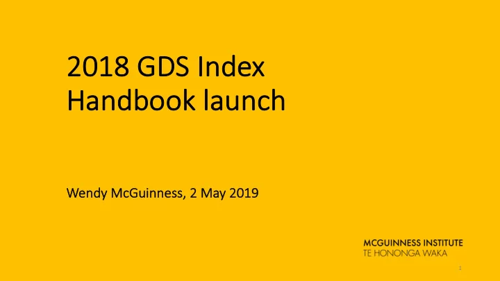 2018 g 2018 gds ds in index handbook launch ch