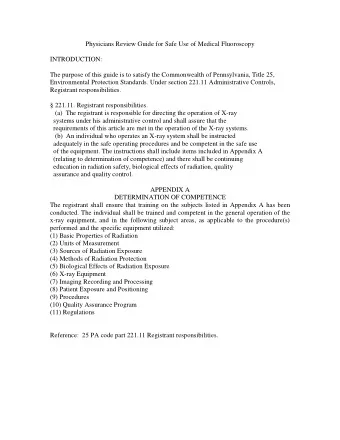 Physicians Review Guide for Safe Use of Medical Fluoroscopy  INTRODUCTION:  The purpose of this