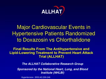 Major Cardiovascular Events in  Hypertensive Patients Randomized  to Doxazosin vs Chlorthalidone