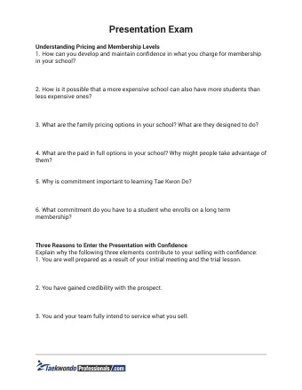 Presentation Exam  Understanding Pricing and Membership Levels  1. How can you develop and maintain