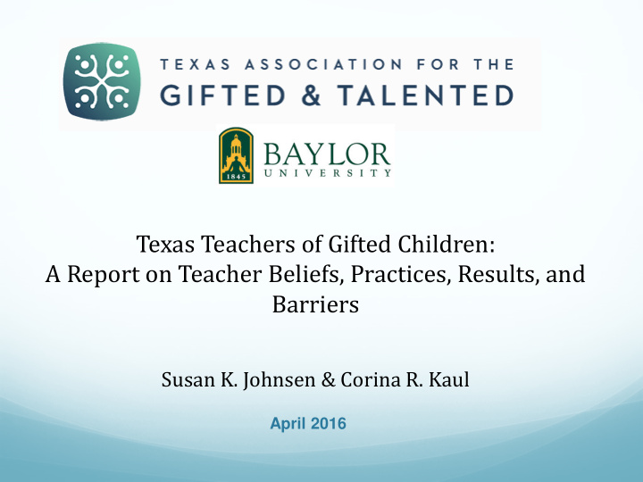 texas teachers of gifted children a report on teacher