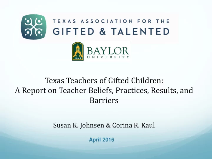 texas teachers of gifted children a report on teacher