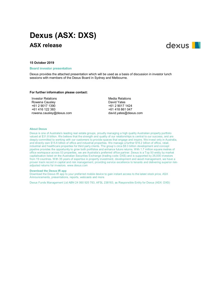 dexus asx dxs