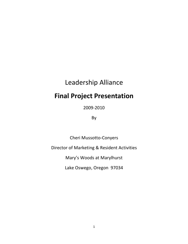 leadership alliance final project presentation