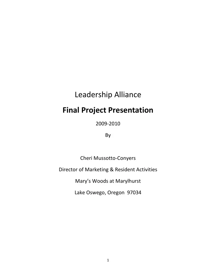 leadership alliance final project presentation