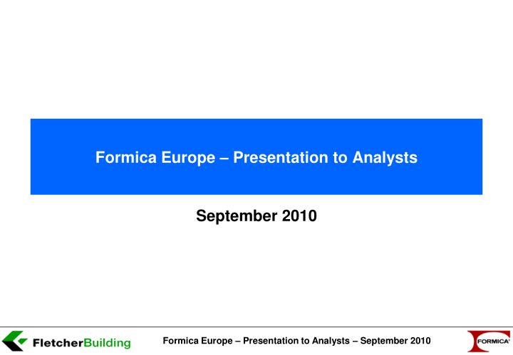 formica europe presentation to analysts september 2010