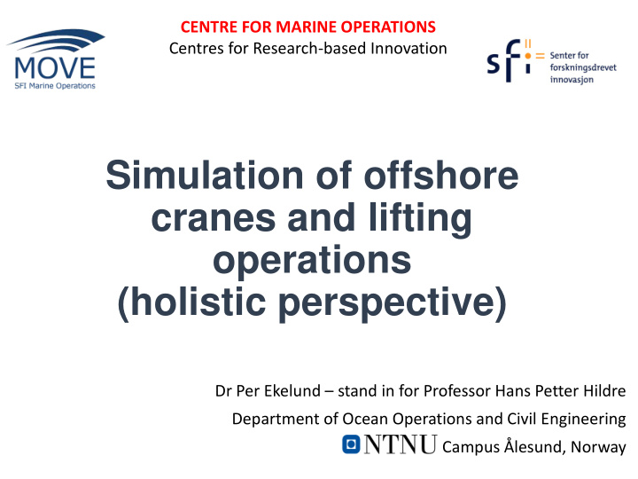 simulation of offshore cranes and lifting operations