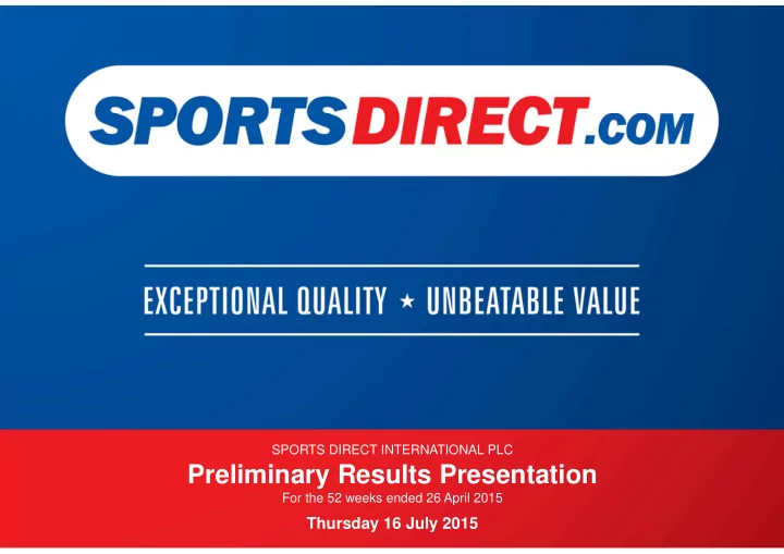 preliminary results presentation