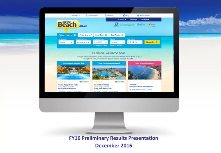 fy16 preliminary results presentation