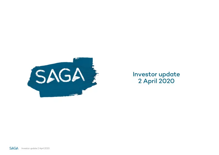 investor update 2 april 2020