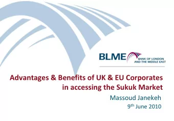 in accessing the Sukuk Market  Massoud Janekeh 9 th June 2010  Content  Investor Perspective