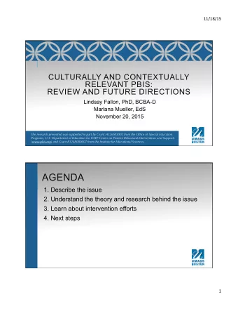 AGENDA  1. Describe the issue  2. Understand the theory and research behind the issue  3. Learn