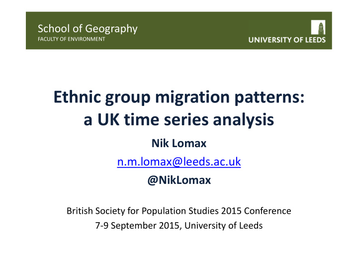 ethnic group migration patterns a uk time series analysis