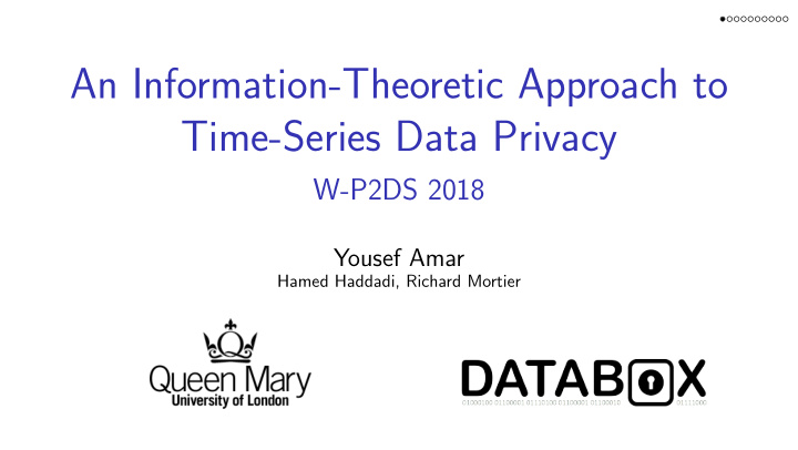 an information theoretic approach to time series data