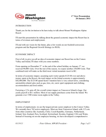 1 st View Presentation  20 January 2011  INTRODUCTION  Thank you for the invitation to be here