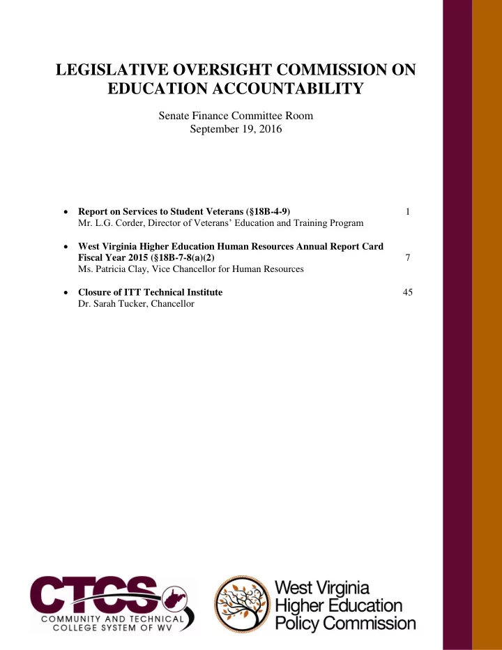 legislative oversight commission on education