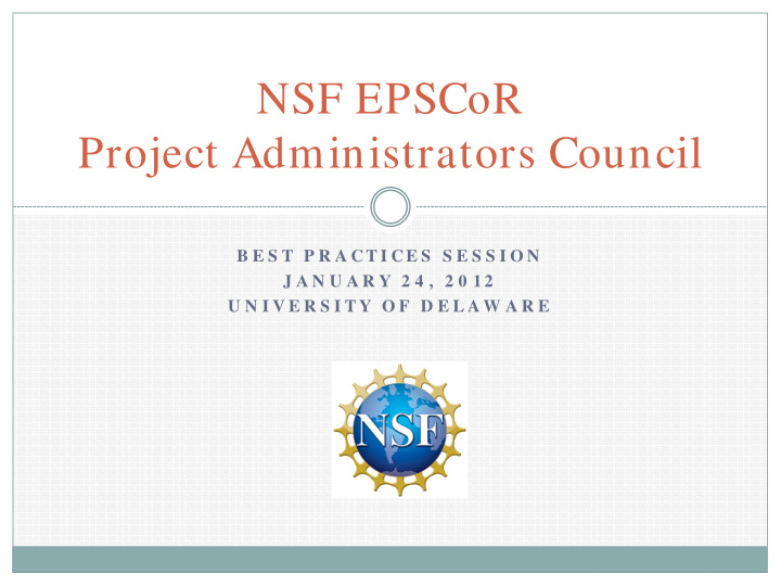 nsf epscor project administrators council